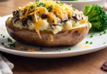 baked potato with mushrooms