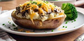 baked potato with mushrooms