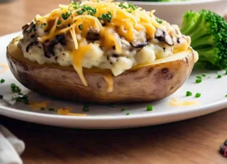 baked potato with mushrooms