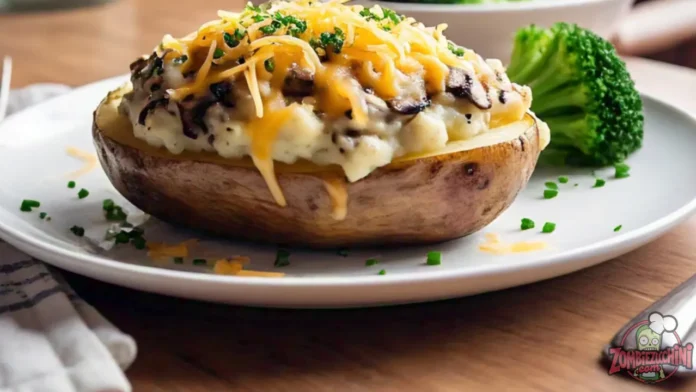 baked potato with mushrooms